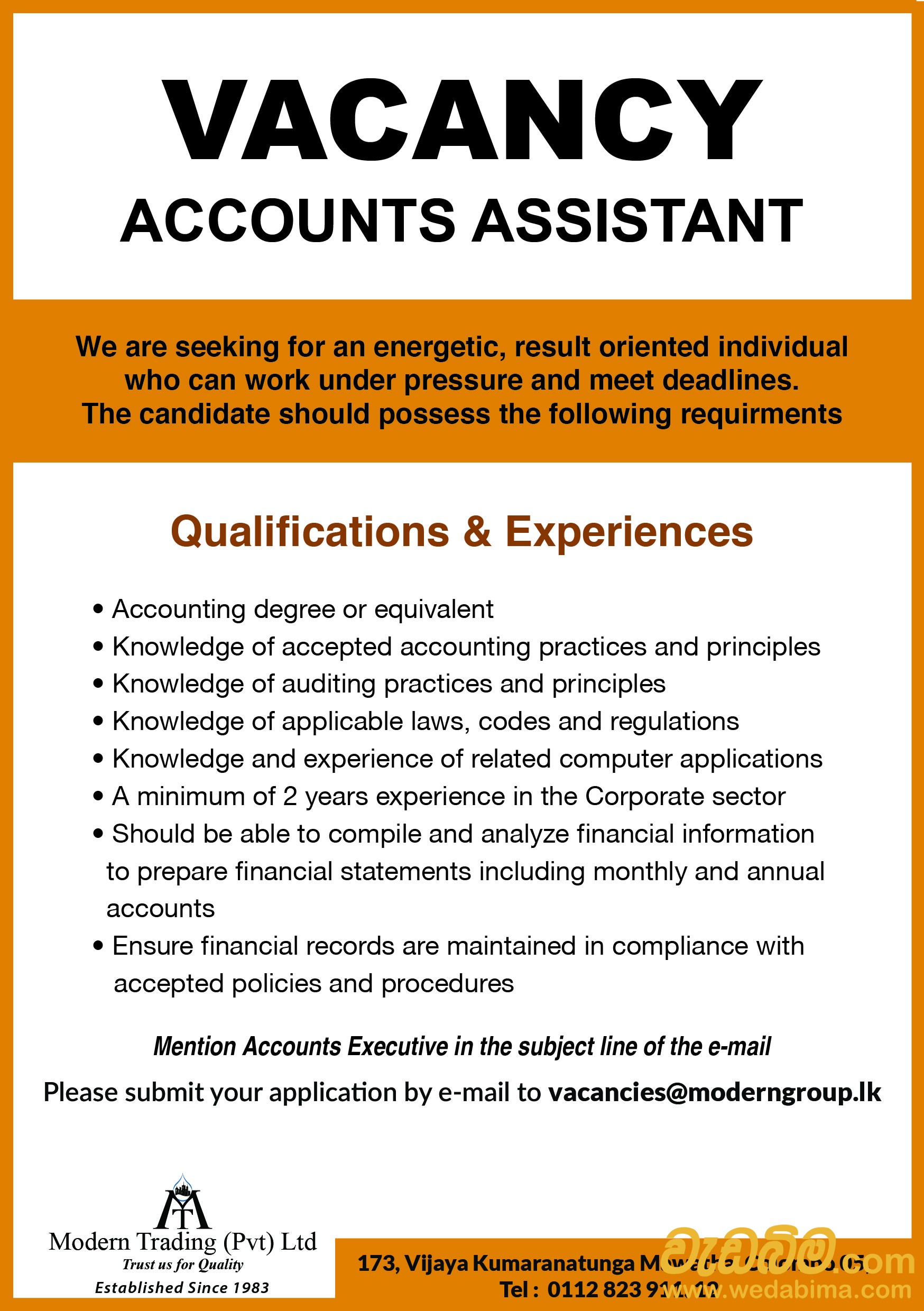 Account assistant job in pune city