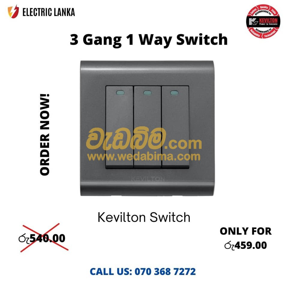 Cover image for 3 Gang 1 Way Switch - Rathnapura