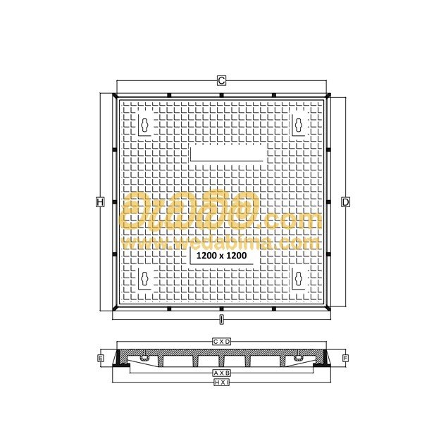 1050mm x 1050mm Clear Open Double Seal Cast-Iron Manhole Cover with Frame
